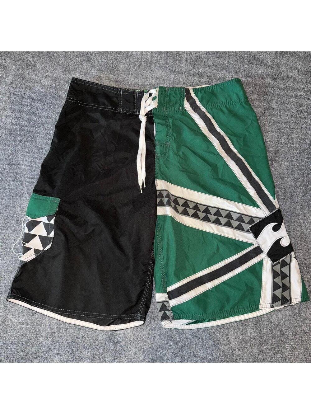 Billabong Green Andy Iron Rising Sun Surf Board Shorts Mens XL Grail